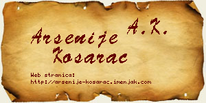 Arsenije Košarac vizit kartica